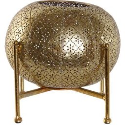 Ljusstakar Home ESPRIT Gyllene Metall Glas 24 x 24 x 20 cm
