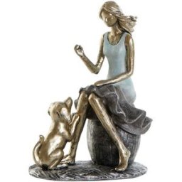 Prydnadsfigur DKD Home Decor Blå Gyllene Kvinna 13 x 8,5 x 17,5 cm