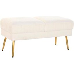 Sittpall DKD Home Decor 106 x 45 x 50 cm Gyllene Metall Vit