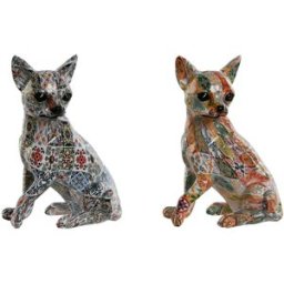 Prydnadsfigur Home ESPRIT Multicolour Hund Medelhavs 12 x 10 x 16 cm (2 antal)