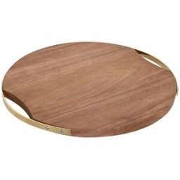Skärbräda Home ESPRIT Gyllene Naturell Metall Akaciaträ 32,3 x 31,3 x 1,4 cm