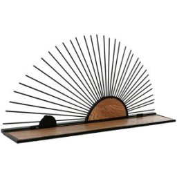 Bokhylla Home ESPRIT Svart Naturell Metall Trä MDF 58 x 10,5 x 28 cm Vägg