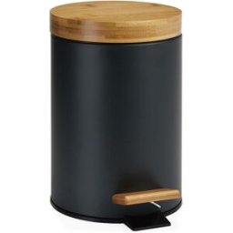 Pedalhink Andrea House Svart Matt Metall Bambu 3 L (Ø 17 x 26 cm)