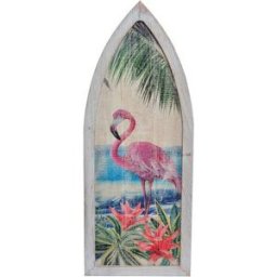 Väggdekoration DKD Home Decor Trä Rosa flamingo Tropiskt