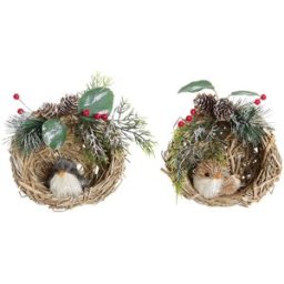 Julgranskula DKD Home Decor Polyester Rattan (14 x 11 x 15 cm) (2 antal)