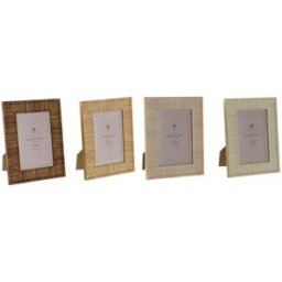 Fotoram Home ESPRIT Brun Beige Naturell Elfenben Glas polystyren Skandinavisk 15,5 X 2 X 20,5 cm (4 antal)