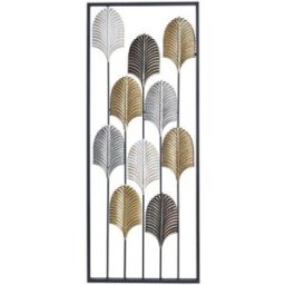 Väggdekoration DKD Home Decor Svart Metall Multicolour Modern Löv av en växt (35 x 2 x 90 cm)