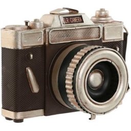 Prydnadsfigur Home ESPRIT Brun Silvrig Kamera Vintage 23 x 12 x 15 cm
