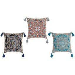 Kudde DKD Home Decor Orange Himmelsblå Marinblå Mandala 40 x 10 x 40 cm (3 Delar)