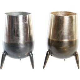 Vas DKD Home Decor 15,5 x 15,5 x 26 cm Silvrig Gyllene Aluminium Modern (2 antal)