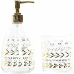 Badkit DKD Home Decor Gyllene Glas ABS Plast Löv av en växt 9 x 9 x 18 cm