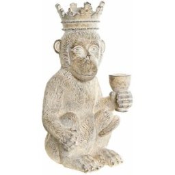 Prydnadsfigur DKD Home Decor Vit Apa Tropiskt Avskalad 16 x 15 x 30 cm