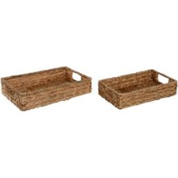 Uppsättning med Brickor Home ESPRIT Naturell Tropiskt 40 x 26 x 9 cm (2 antal)