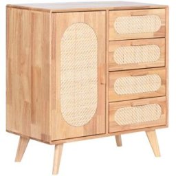 Skänk Home ESPRIT Naturell Metall Rattan Gummiträ 73,5 x 35 x 78 cm