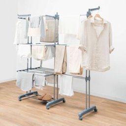 Hopfällbar vertikal utdragbar torkställning med hjul Dolver XL InnovaGoods 30 stänger