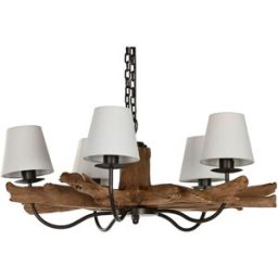 Taklampa Home ESPRIT Järn teakträ 90 x 90 x 35 cm