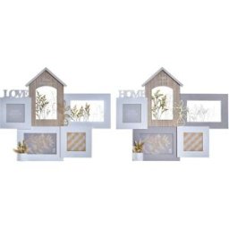 Fotoram DKD Home Decor Love Home Trä Blomster Naturell (46 x 3 x 39 cm) (2 antal)