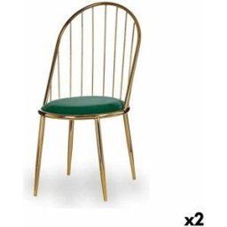Stol Gift Decor Grön Gyllene Polyester Järn 48 x 95,5 x 48 cm Stänger (2 antal)
