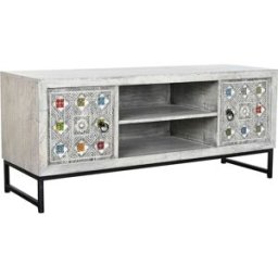 TV-möbler DKD Home Decor Vit Beige Grå Multicolour Keramik Mangoträ 130 x 40 x 56 cm