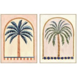 Kanvas Home ESPRIT Grön Beige Palmer Kolonial 75 x 4 x 100 cm (2 antal)