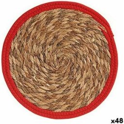Bordsunderlägg Gift Decor Röd Naturell Naturliga fibrer 30 x 1 x 30 cm (48 antal)