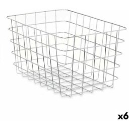 Multifunktionell korg Kinvara Silvrig Silver Metall 38 x 21 x 26 cm Rektangulär (6 antal)
