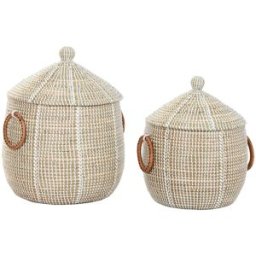 Korg - set Home ESPRIT Vit Naturell Sjögräs (2 Delar)