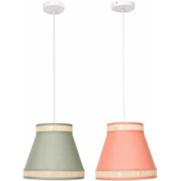 Taklampa DKD Home Decor 30 x 30 x 28 cm Naturell Orange Grön Rattan 28 x 28 x 28 cm 50 W (2 antal)