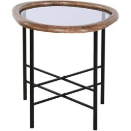 Soffbord Home ESPRIT Brun Svart Naturell Glas Granträ 61 x 50 x 53 cm