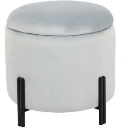 Fotpall DKD Home Decor Grå Metall Polyester (42 x 42 x 42 cm)