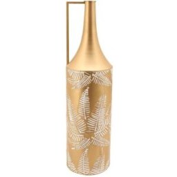 Vas DKD Home Decor Gyllene Metall Kräm Tropiskt Löv av en växt (21 x 21 x 81 cm)