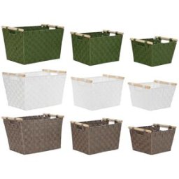 Korg - set Home ESPRIT Grön Grå Kräm Trä polypropen 43 x 30 x 30 cm 3 Delar (3 antal)