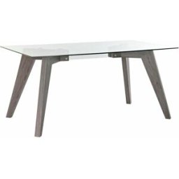 Matsalsbord DKD Home Decor Glas Grå Transparent Trä MDF (160 x 90 x 75 cm)