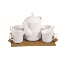 Set med kaffekoppar Home ESPRIT Vit Bambu Porslin