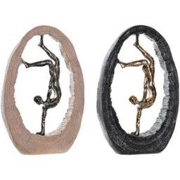 Prydnadsfigur DKD Home Decor 24 x 8 x 36 cm Svart Gyllene (2 antal)