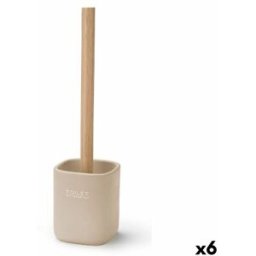 Toalettborste Berilo Vit Beige Trä Polyresin 9,6 x 37 x 9,5 cm (6 antal)