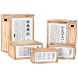 Tvättkorg DKD Home Decor Naturell Paulowniaträ (40 x 30 x 55 cm) (5 Delar)