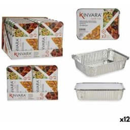 Set med matbrickor Kinvara Silvrig Aluminium 25,5 x 6,8 x 19 cm 12 antal
