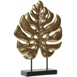 Prydnadsfigur DKD Home Decor Svart Gyllene Tropiskt Löv av en växt 25,5 x 6 x 34 cm