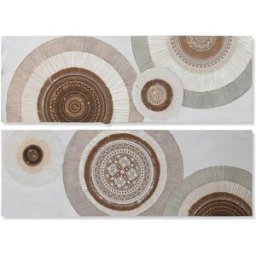 Kanvas Home ESPRIT Vit Beige Cirklar Skandinavisk 150 x 3 x 50 cm (2 antal)