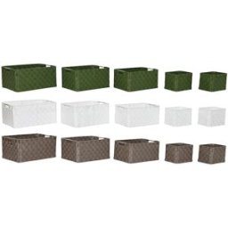 Korg - set Home ESPRIT Grön Grå Kräm Metall polypropen 44 x 32 x 20 cm (3 antal)