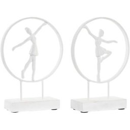 Prydnadsfigur DKD Home Decor 23 x 9 x 33 cm Vit Balettdansare (2 antal)