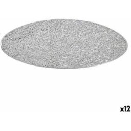 Bordsunderlägg Kinvara Silvrig Silver Plast 30 % Polyester Ø 38 cm 38 x 0,01 x 38 cm (12 antal)