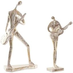 Prydnadsfigur DKD Home Decor 21 x 13 x 42 cm 17 x 7,5 x 33 cm Gyllene Musiker (2 antal)