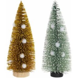 Julgran DKD Home Decor Polyester Trä Tofs (2 pcs) (7 x 7 x 17 cm)