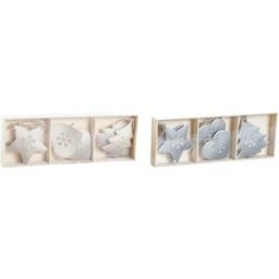 Hängdekoration DKD Home Decor Vit Grå Metall 7 x 2 x 7 cm (6 Delar) (2 antal)