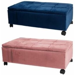 Sittpall DKD Home Decor Rosa Polyester Sammet Marinblå Poppel (70 x 39,5 x 24,5 cm) (2 antal)