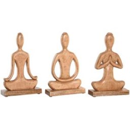 Prydnadsfigur Home ESPRIT Ljusbrun Naturell Yoga Arab 17,7 X 6 X 28,5 CM (3 antal)