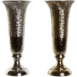 Vas DKD Home Decor Gyllene Silvrig Aluminium 13 x 13 x 33 cm (2 antal)