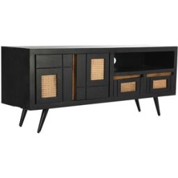 TV-möbler DKD Home Decor Svart Rattan Mangoträ (145,5 x 40,5 x 60 cm)